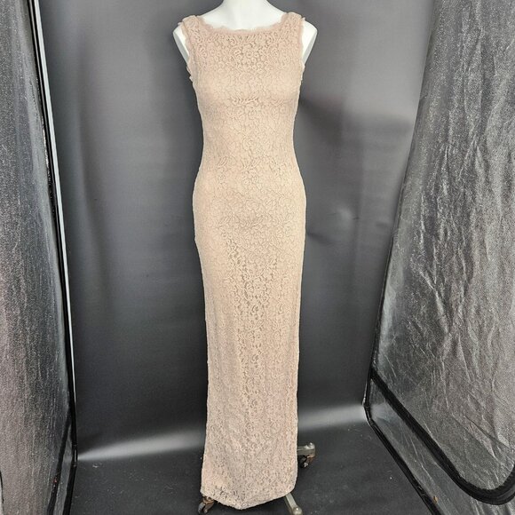 Adrianna Papell Dresses & Skirts - Adrianna Papell Dress Formal Gown 2 Pink Champagne Lace Sleeveless Sheath Maxi